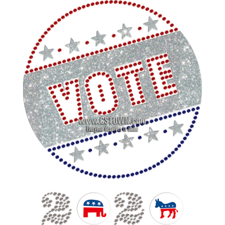 2020 Vote for America Rhinestone and Printable PU Transfer